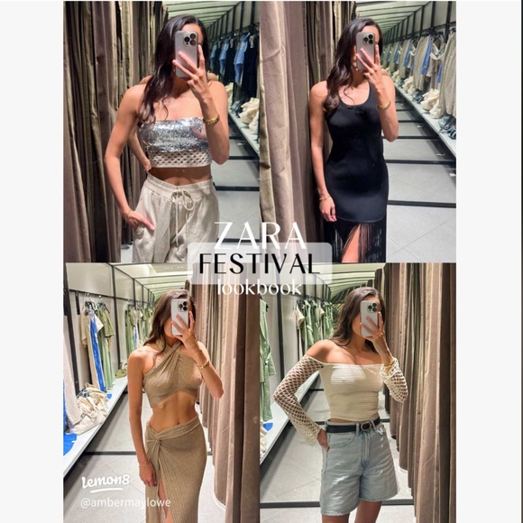 ZARA MIXED SEQUIN TOP - Picture 2 of 5